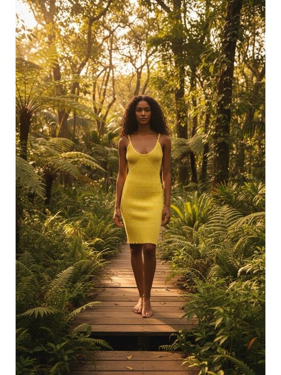 House of Harlow Dresses & Skirts - House Of Harlow 1960 Stretch Bodycon Midi Dress Yellow Beaded Shoulder Large